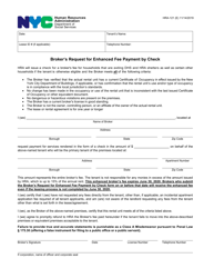 Document preview: Form HRA-121 Broker's Request for Enhanced Fee Payment by Check - New York City