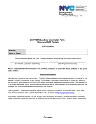 Form DSS-8G Cityfheps Landlord Information Form &quot; Room and Sro Rentals - New York City