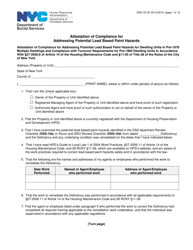 Form DSS-10F Attestation of Compliance for Addressing Potential Lead Based Paint Hazards - New York City