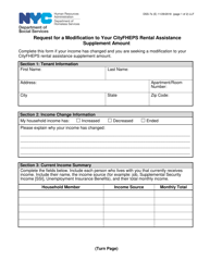 Form DSS-7S Request for a Modification to Your Cityfheps Rental Assistance Supplement Amount - New York City