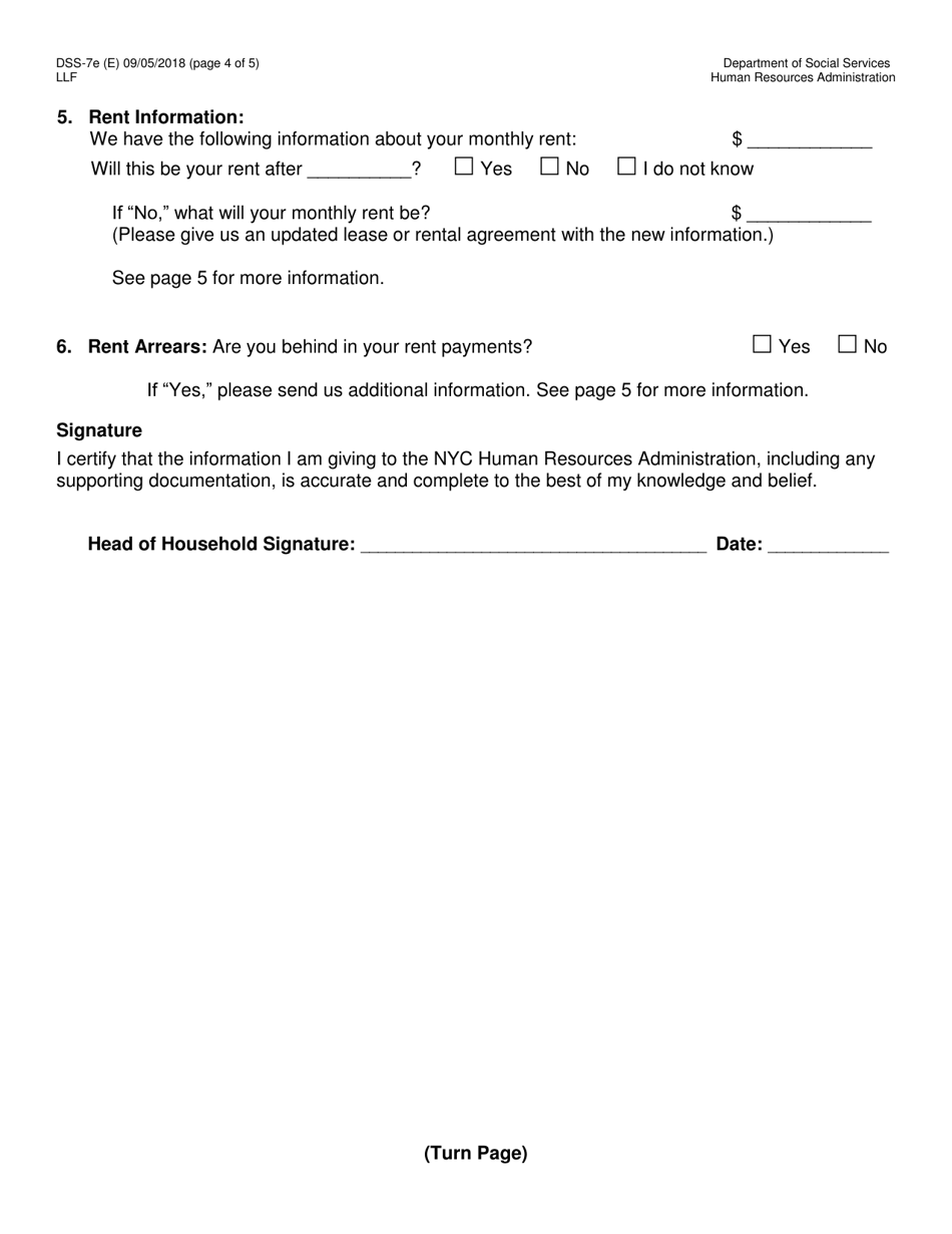 Form DSS-7E Cityfheps Renewal Request - New York City, Page 4