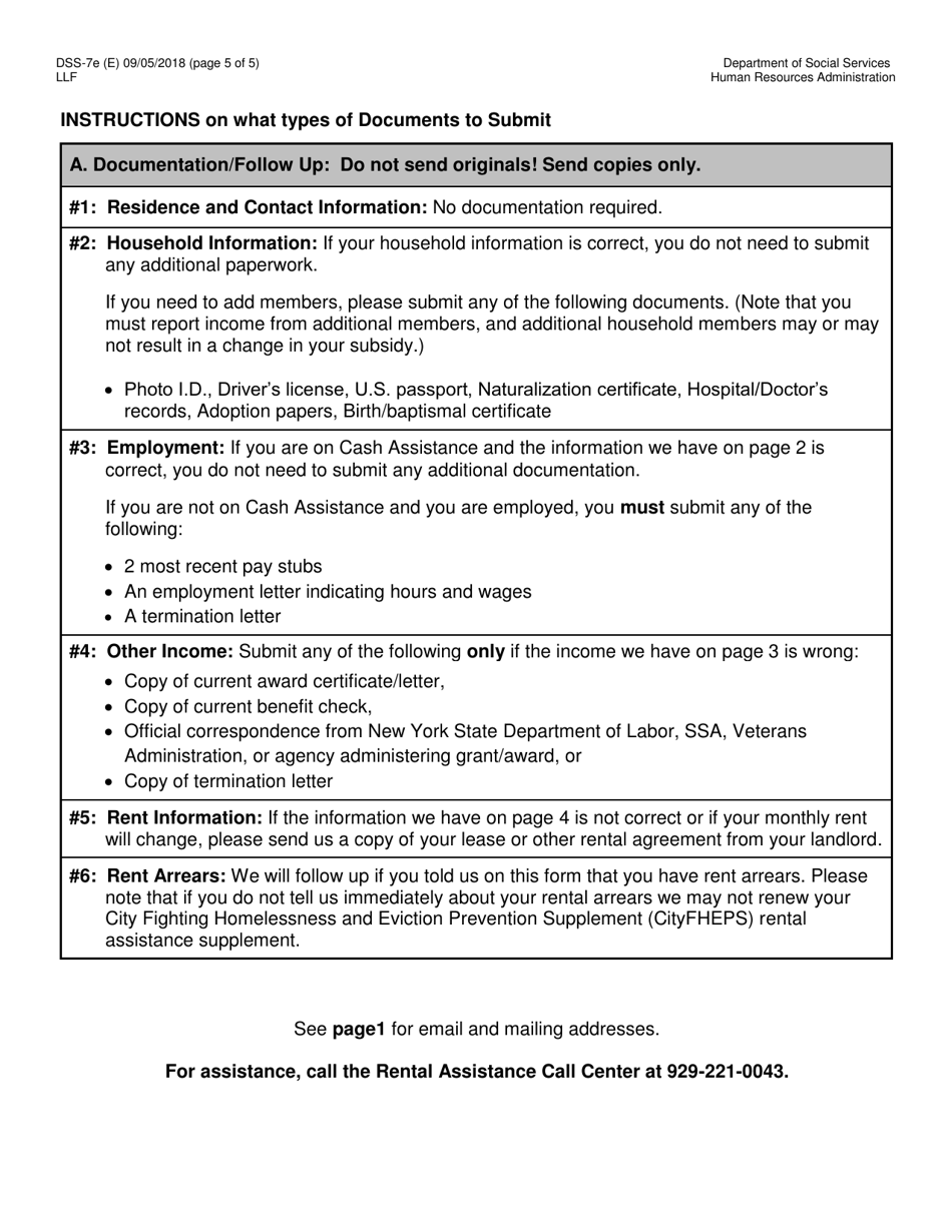 Form DSS-7E Cityfheps Renewal Request - New York City, Page 5