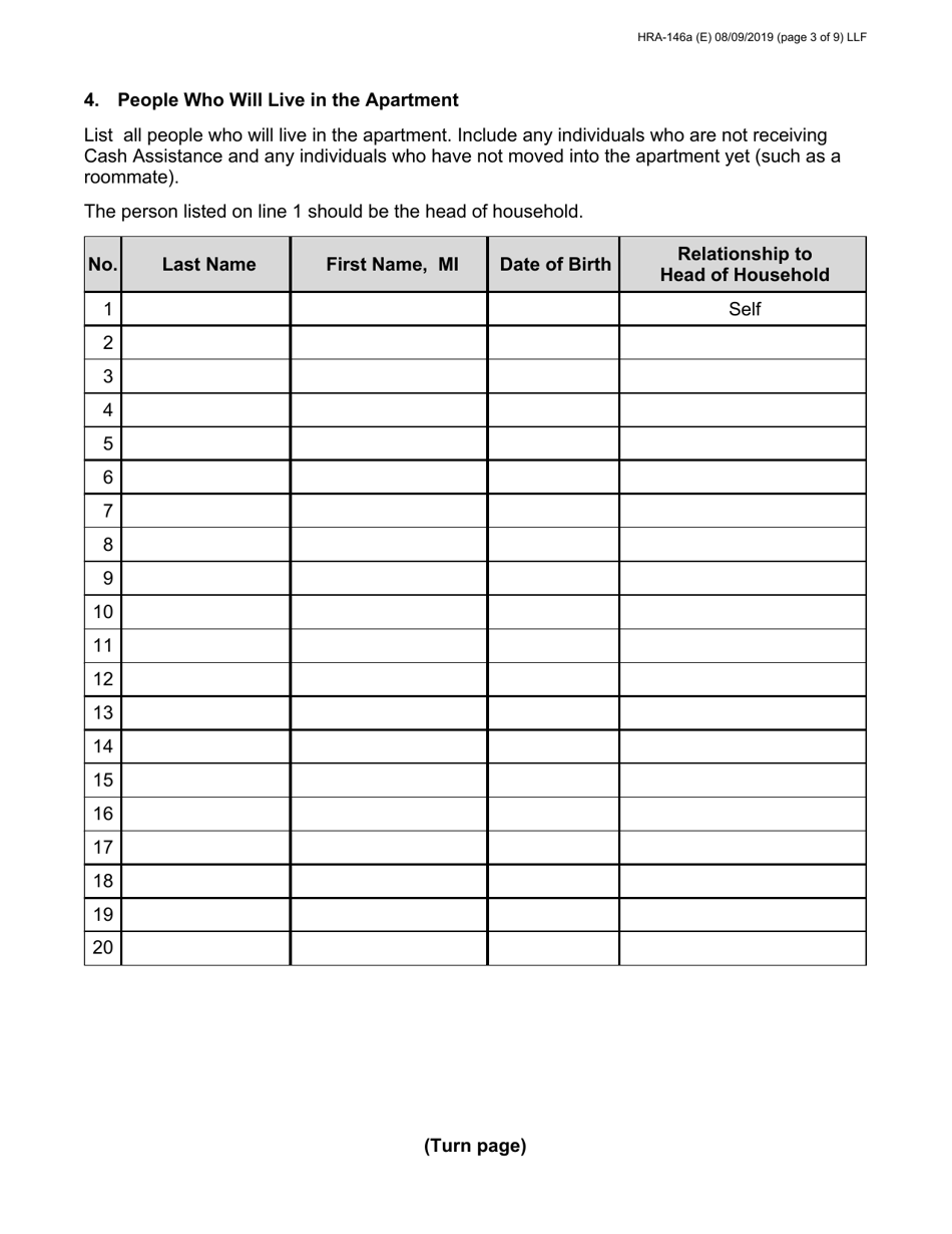 Form HRA-146A - Fill Out, Sign Online And Download Fillable PDF, New ...