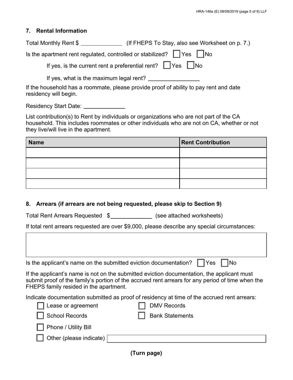 Form HRA-146A - Fill Out, Sign Online And Download Fillable PDF, New ...