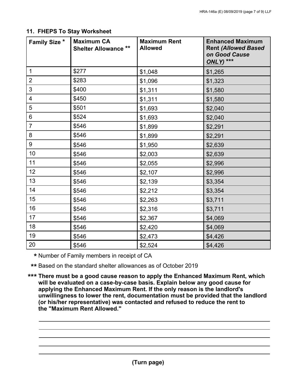 Form HRA-146A Family Homelessness  Eviction Prevention Supplement a and B (Fheps a and B) Application - New York City, Page 7