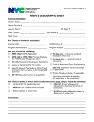 Form HRA-146N Fheps B Demographic Sheet - New York City