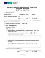Form HRA-146A Family Homelessness &amp; Eviction Prevention Supplement a and B (Fheps a and B) Application - New York City (English/Polish)