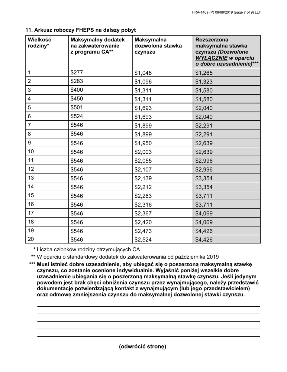 Form HRA-146A Family Homelessness  Eviction Prevention Supplement a and B (Fheps a and B) Application - New York City (English / Polish), Page 7
