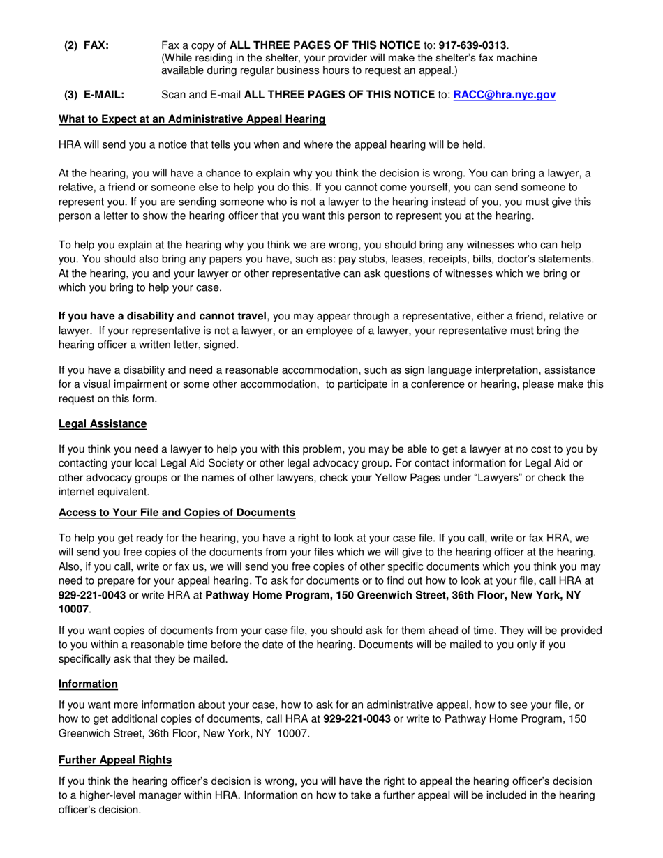 Pathway Home Program Notice of Eligibility Determination - New York City, Page 3