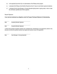 Pathway Home Program Applicant Statement of Understanding - New York City, Page 2