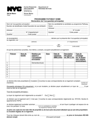 Document preview: Pathway Home Program Primary Occupant Statement - New York City (French)