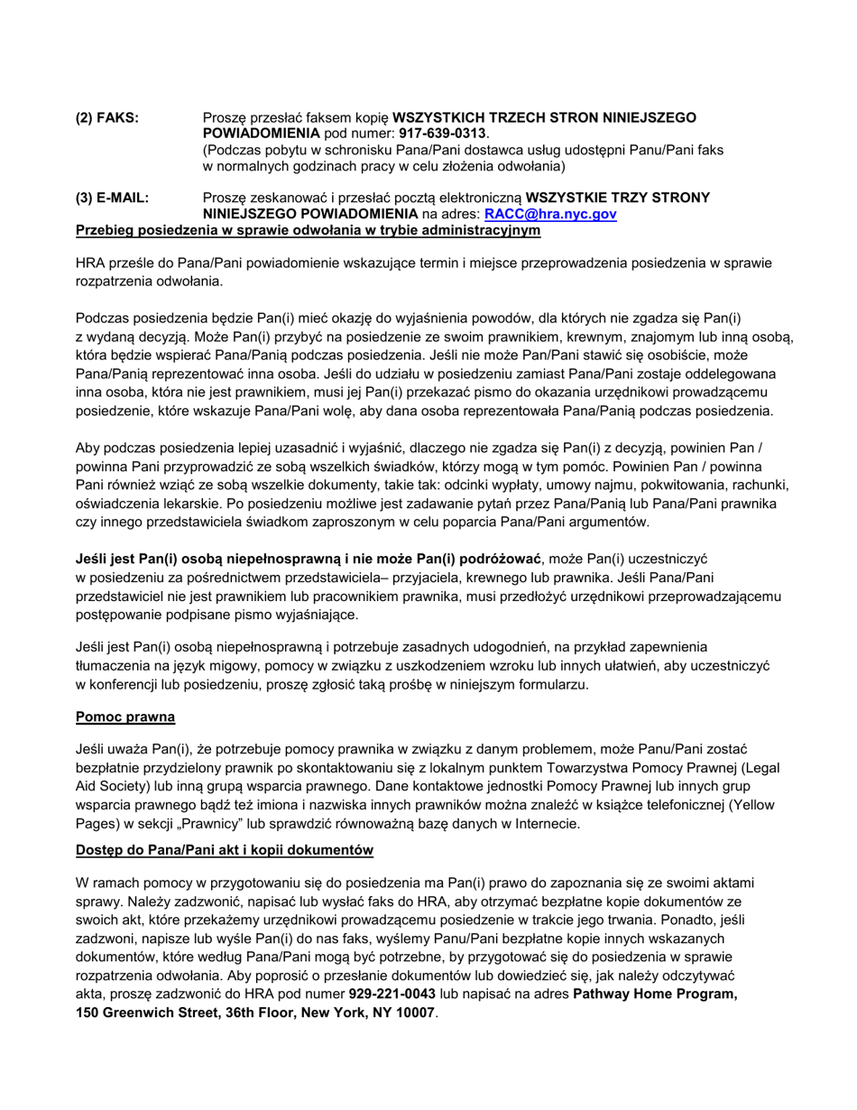 Pathway Home Program Notice of Eligibility Determination - New York City (Polish), Page 3