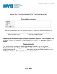 Form DHS-10A Special One Time Assistance (&quot;sota&quot;) Landlord Agreement - New York City