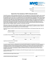 Form DHS-10F Special One Time Assistance (&quot;sota&quot;) Security Voucher - New York City