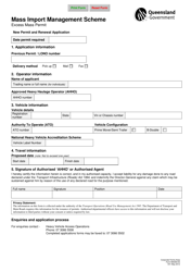 Form M4258 &quot;Mass Import Management Scheme&quot; - Queensland, Australia