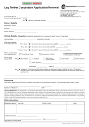 Document preview: Form F1131 Log Timber Concession Application/Renewal - Queensland, Australia