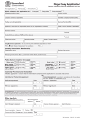 Document preview: Form F1454 Rego Easy Application - Queensland, Australia