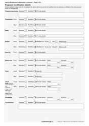Form F1854 Vehicle Modification Application - Queensland, Australia, Page 2