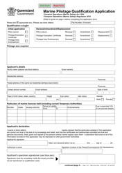 Document preview: Form F1974 Marine Pilotage Qualification Application - Queensland, Australia