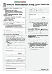 Document preview: Form F2259 Dangerous Goods Vehicle Licence Application - Queensland, Australia