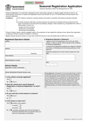 Document preview: Form F2336 Seasonal Registration Application - Queensland, Australia