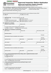 Document preview: Form F2272 Approved Inspection Station Application - Approved Inspection Station Scheme - Queensland, Australia