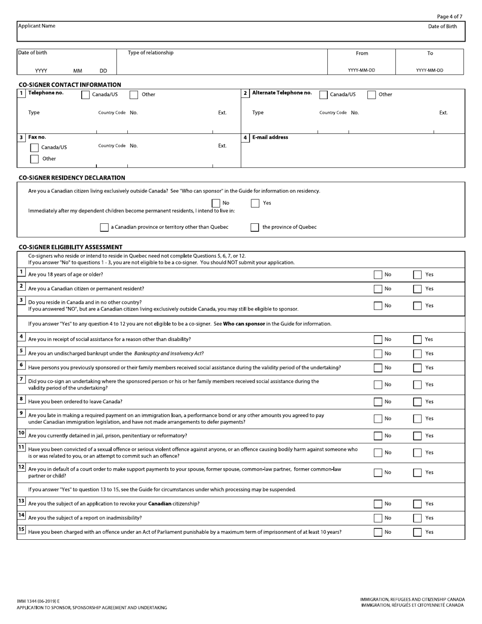 Form IMM1344 - Fill Out, Sign Online and Download Fillable PDF, Canada ...