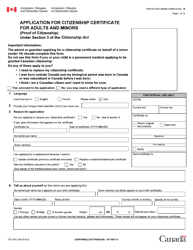Form CIT0001 Application for Citizenship Certificate for Adults and Minors (Proof of Citizenship) - Canada