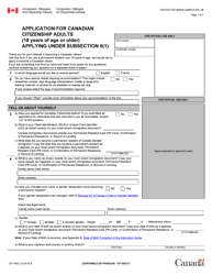 Document preview: Form CIT0002 Application for Canadian Citizenship Adults (18 Years of Age or Older) Applying Under Subsection 5(1) - Canada