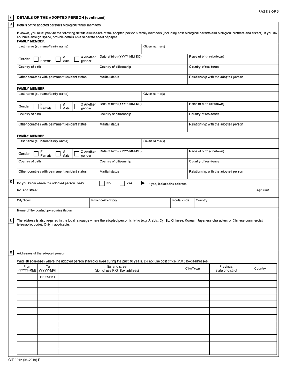Form CIT0012 Adoptees Application - Canada, Page 3