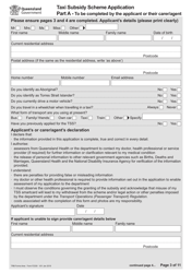 Form F2330 Taxi Subsidy Scheme Application - Queensland, Australia, Page 3