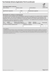 Form F2330 Taxi Subsidy Scheme Application - Queensland, Australia, Page 4