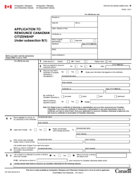 Form CIT0302 Application to Renounce Canadian Citizenship Under Subsection 9(1) - Canada