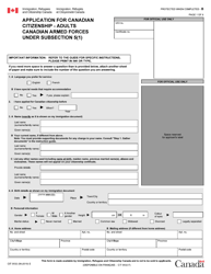 Document preview: Form CIT0532 Application for Canadian Citizenship - Adults Canadian Armed Forces Under Subsection 5(1) - Canada