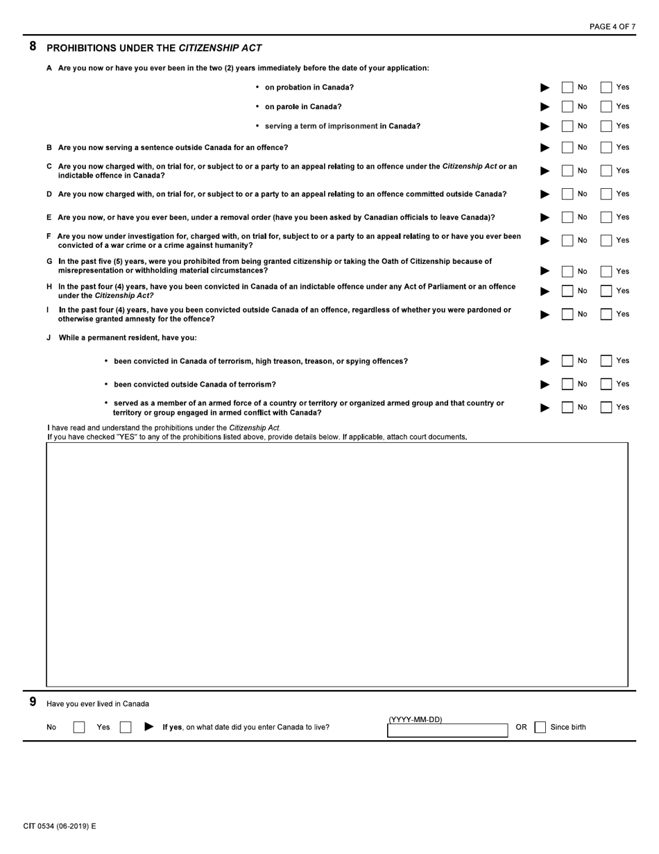 Form CIT0534 - Fill Out, Sign Online and Download Fillable PDF, Canada ...