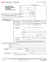Form CIT0301 Application to Resume Canadian Citizenship Under Subsection 11(1) - Canada