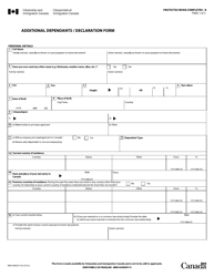 Form IMM0008 DEP Additional Dependants / Declaration Form - Canada