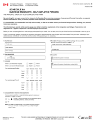 Form IMM0008 Schedule 6A Business Immigrants - Self-employed Persons - Canada
