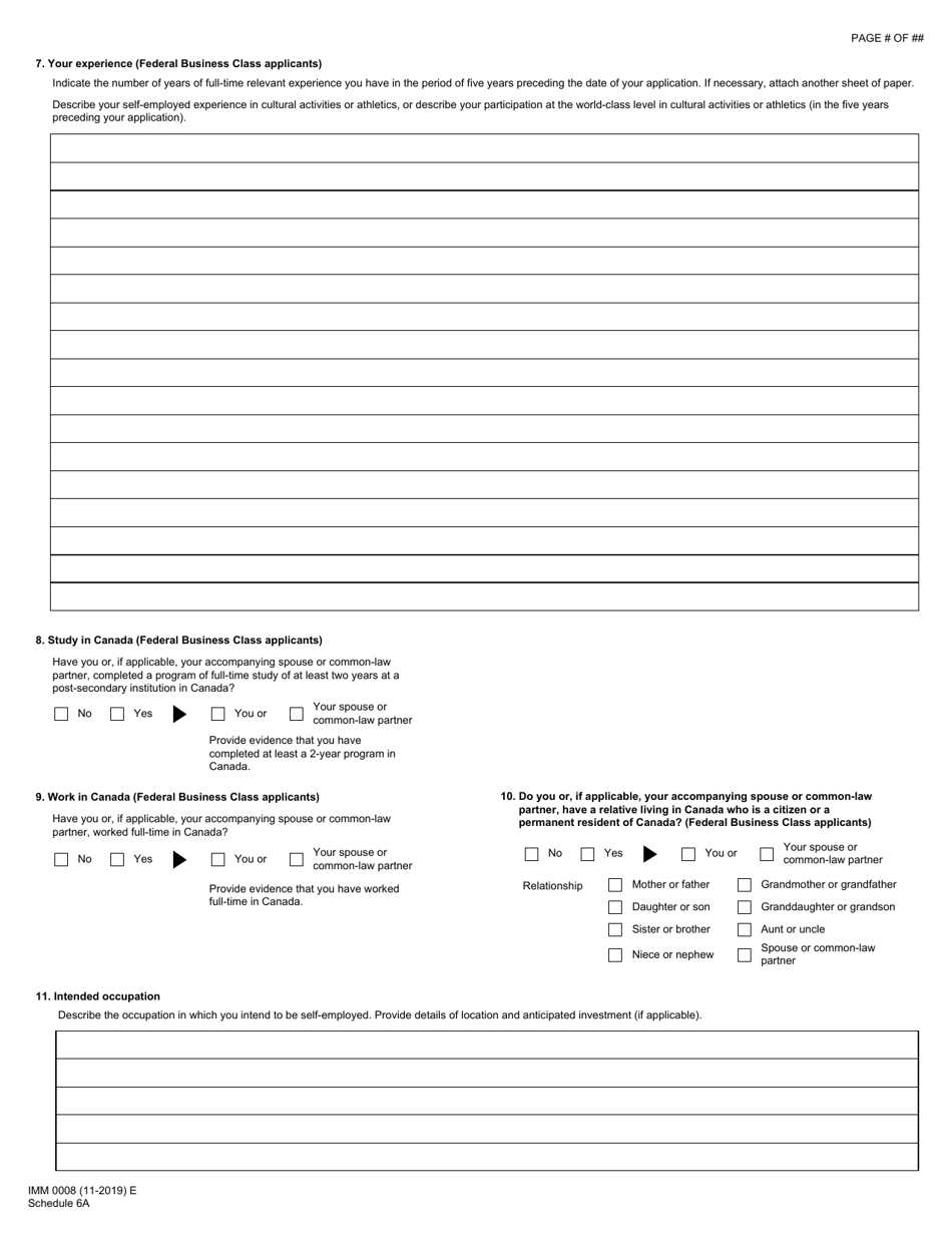 Form Imm0008 Schedule 6a Fill Out Sign Online And Download Fillable Pdf Canada Templateroller 7113