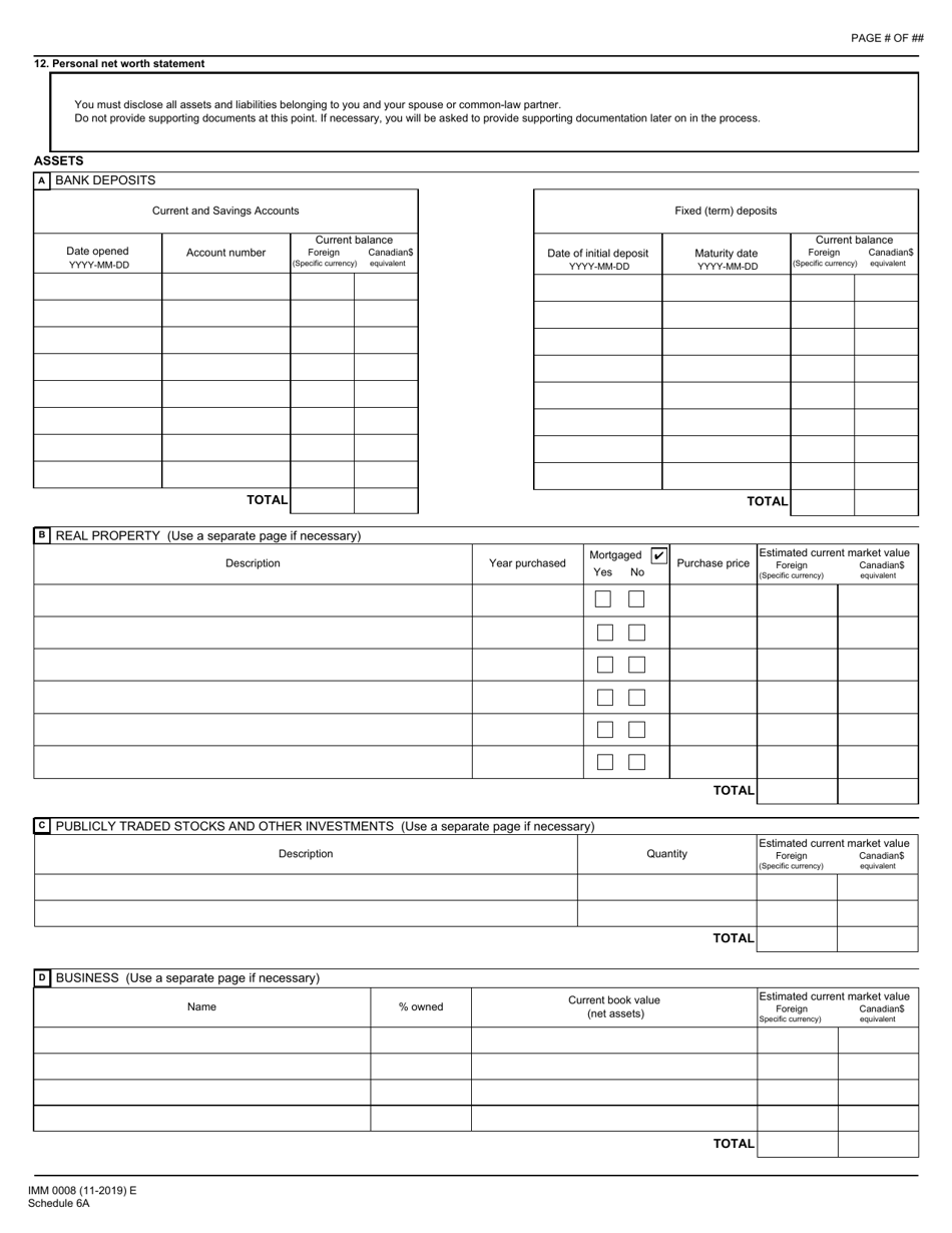 Form IMM0008 Schedule 6A Business Immigrants - Self-employed Persons - Canada, Page 3