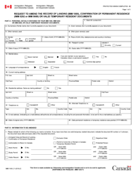 Form IMM1436 Request to Amend the Record of Landing (Imm 1000), Confirmation of Permanent Residence (Imm 5292 and Imm 5688) or Valid Temporary Resident Documents - Canada