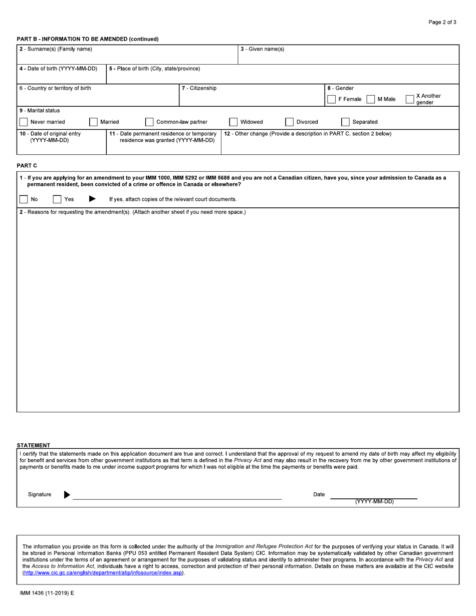 Form IMM1436 - Fill Out, Sign Online and Download Fillable PDF, Canada ...