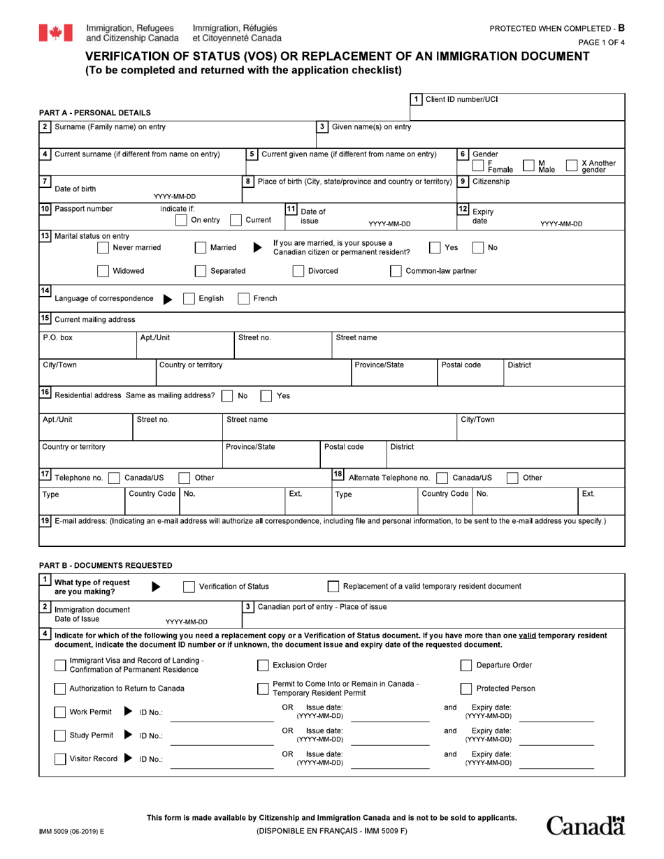 Immigration Status Document Example