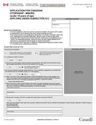 Document preview: Form CIT0403 Application for Canadian Citizenship - Minors (Under 18 Years of Age) Applying Under Subsection 5(1) - Canada