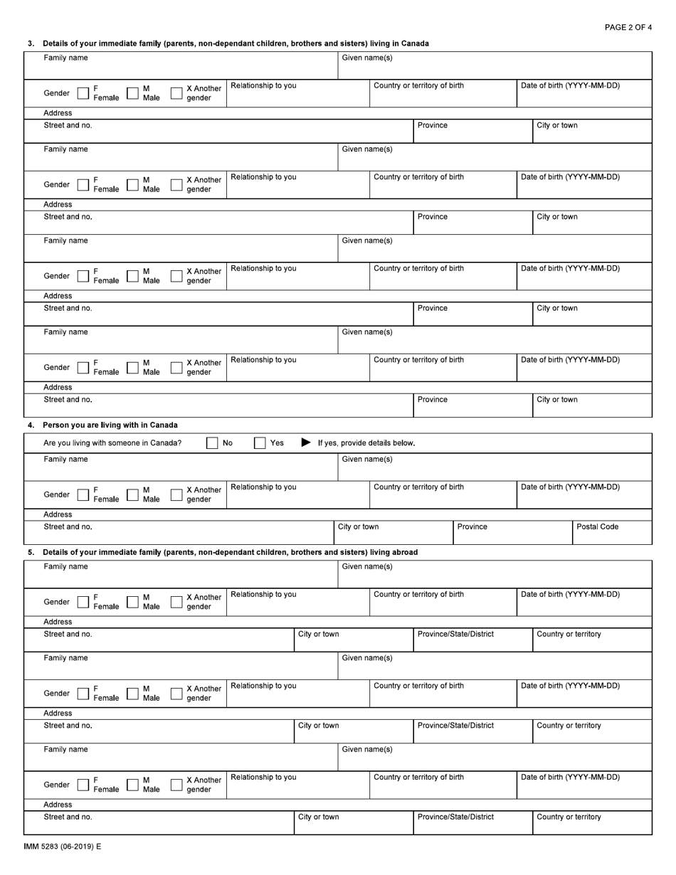 Form IMM5283 Supplementary Information Humanitarian and Compassionate Considerations - Canada, Page 2