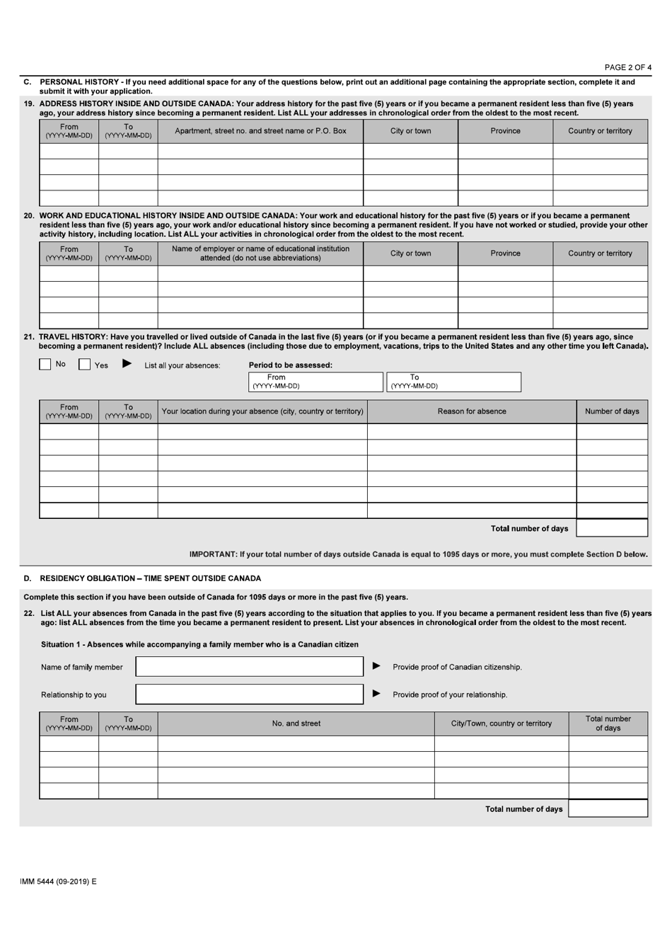 Form Imm5444 Fill Out Sign Online And Download Fillable Pdf Canada Templateroller 