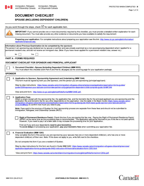 Form IMM5533  Printable Pdf