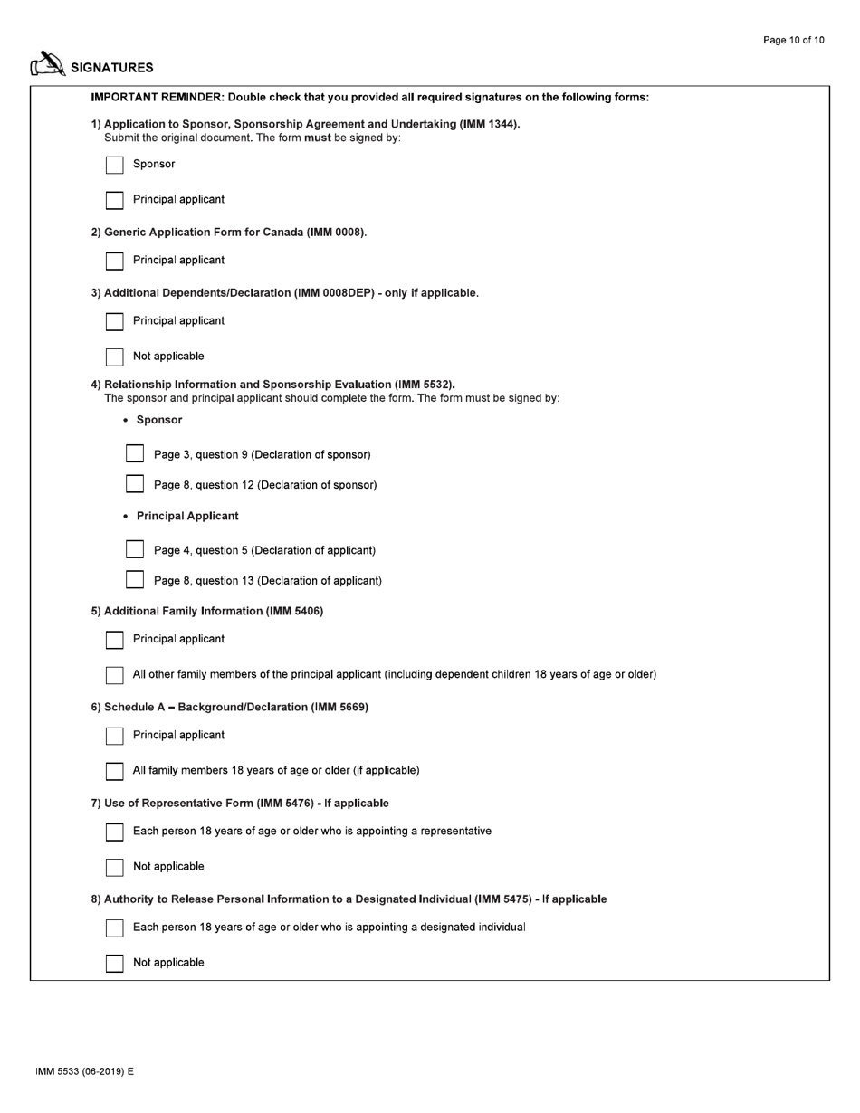 Form IMM5533 Document Checklist - Spouse (Including Dependent Children) - Canada, Page 10