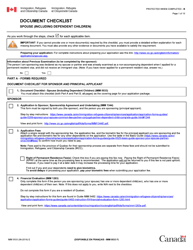 Form IMM5533 Document Checklist - Spouse (Including Dependent Children) - Canada