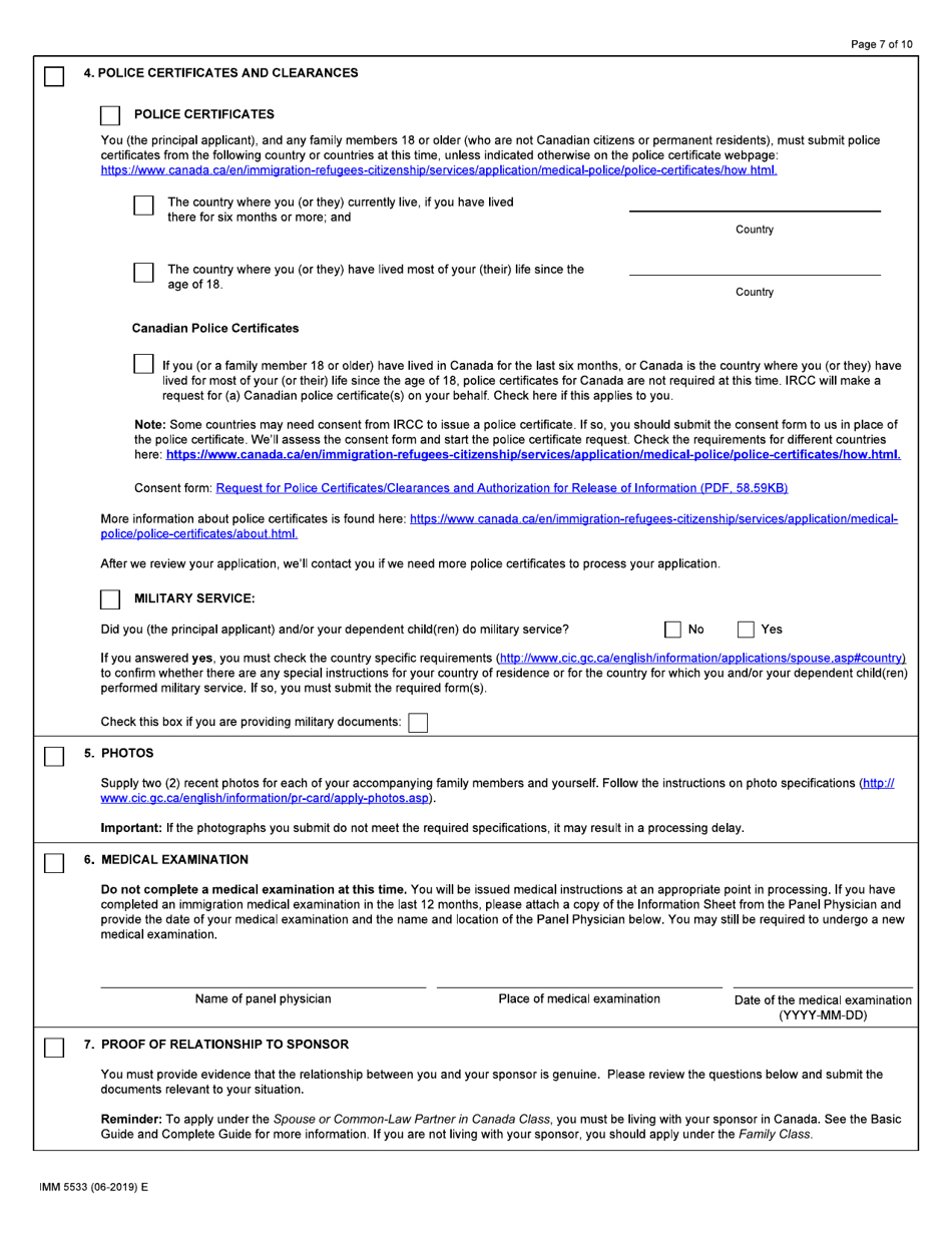 Form IMM5533 Document Checklist - Spouse (Including Dependent Children) - Canada, Page 7